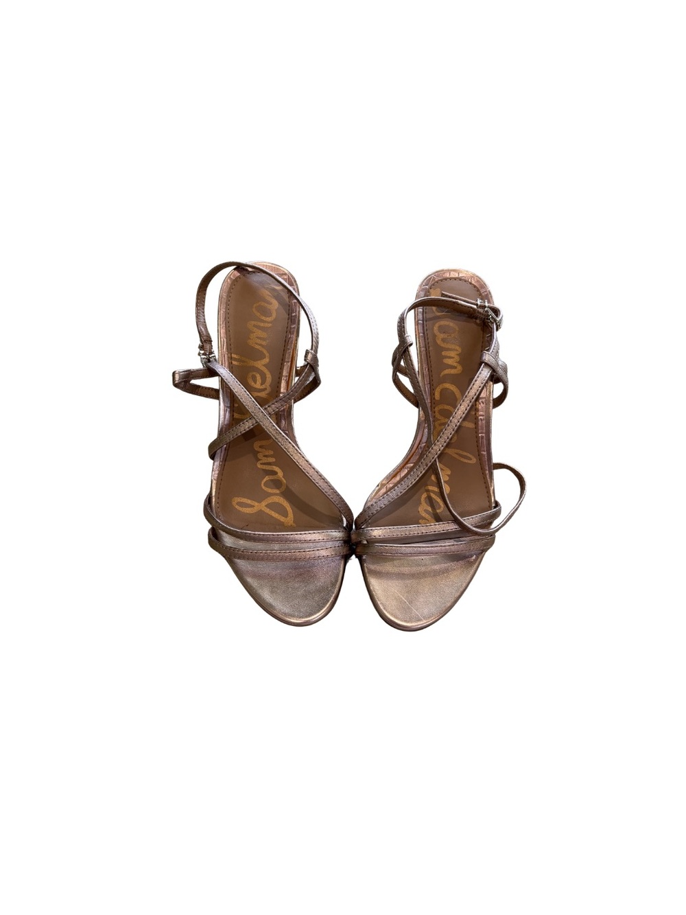 Sam Edelman Champagne Leather Paislee Strappy Sandal Heels Size 7 - Picture 5 of 8